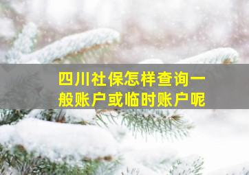 四川社保怎样查询一般账户或临时账户呢