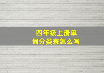 四年级上册单词分类表怎么写