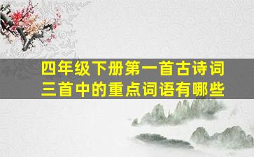 四年级下册第一首古诗词三首中的重点词语有哪些