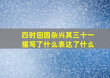 四时田园杂兴其三十一描写了什么表达了什么