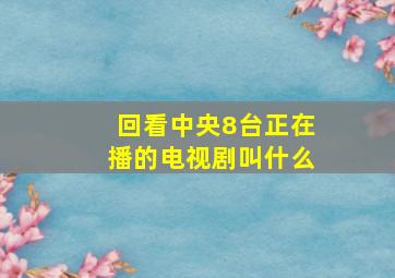 回看中央8台正在播的电视剧叫什么