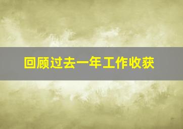 回顾过去一年工作收获