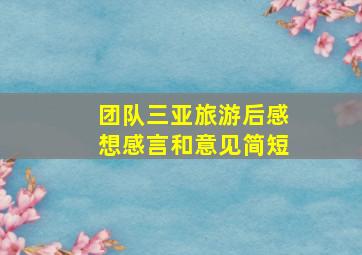 团队三亚旅游后感想感言和意见简短