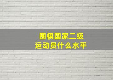 围棋国家二级运动员什么水平