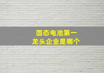 固态电池第一龙头企业是哪个