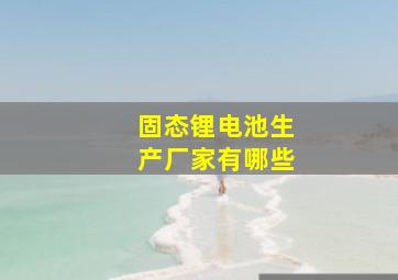 固态锂电池生产厂家有哪些