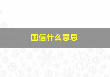 国信什么意思