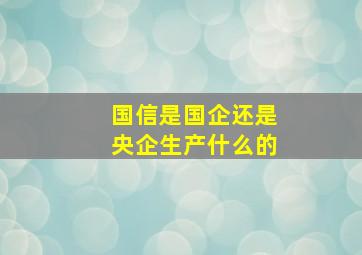 国信是国企还是央企生产什么的