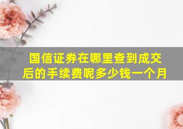 国信证券在哪里查到成交后的手续费呢多少钱一个月