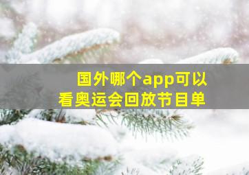 国外哪个app可以看奥运会回放节目单