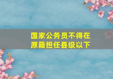 国家公务员不得在原籍担任县级以下