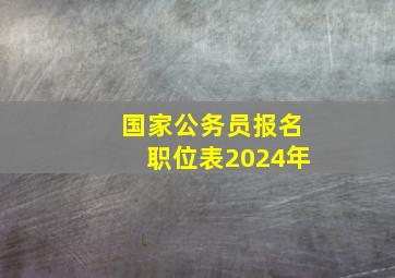 国家公务员报名职位表2024年