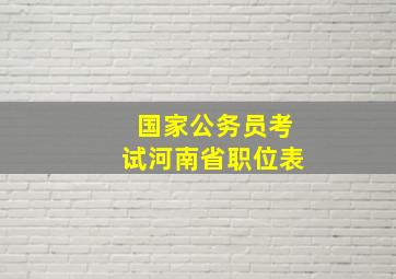 国家公务员考试河南省职位表