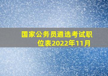 国家公务员遴选考试职位表2022年11月