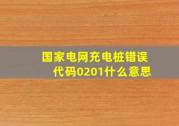 国家电网充电桩错误代码0201什么意思