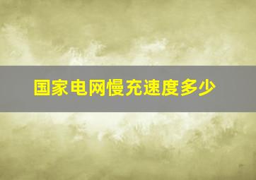 国家电网慢充速度多少