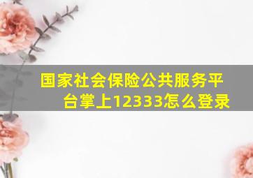 国家社会保险公共服务平台掌上12333怎么登录