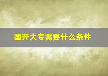 国开大专需要什么条件