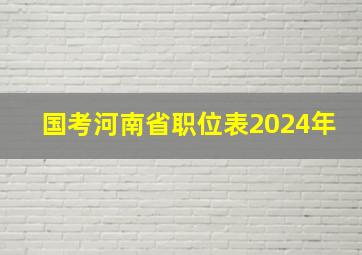 国考河南省职位表2024年