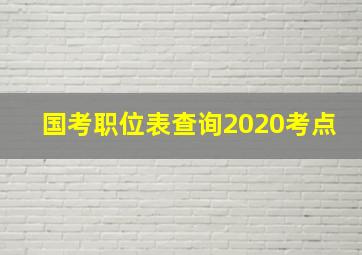 国考职位表查询2020考点