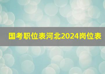 国考职位表河北2024岗位表