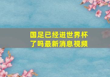 国足已经进世界杯了吗最新消息视频