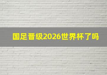 国足晋级2026世界杯了吗