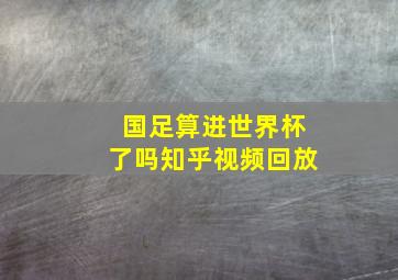 国足算进世界杯了吗知乎视频回放