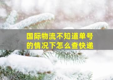 国际物流不知道单号的情况下怎么查快递