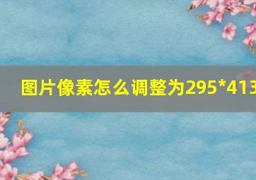 图片像素怎么调整为295*413