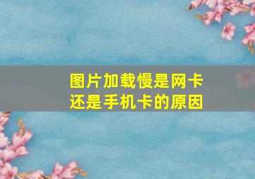 图片加载慢是网卡还是手机卡的原因