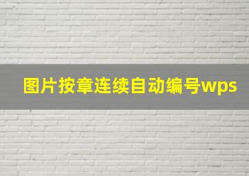 图片按章连续自动编号wps