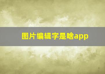 图片编辑字是啥app