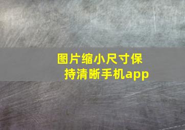 图片缩小尺寸保持清晰手机app