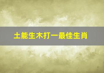 土能生木打一最佳生肖