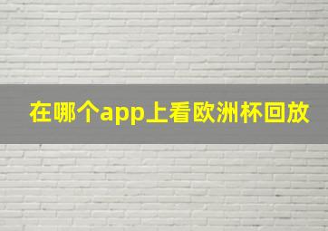 在哪个app上看欧洲杯回放