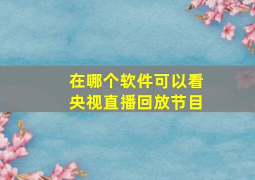 在哪个软件可以看央视直播回放节目