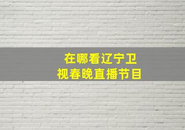 在哪看辽宁卫视春晚直播节目