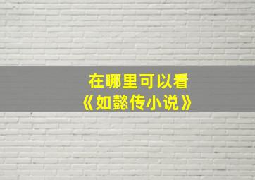 在哪里可以看《如懿传小说》