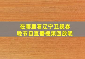 在哪里看辽宁卫视春晚节目直播视频回放呢