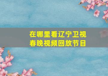 在哪里看辽宁卫视春晚视频回放节目