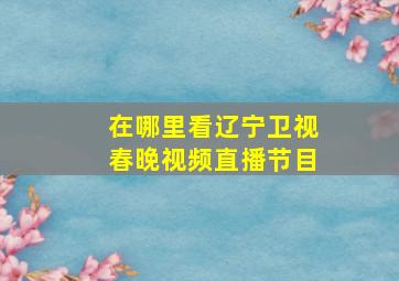 在哪里看辽宁卫视春晚视频直播节目