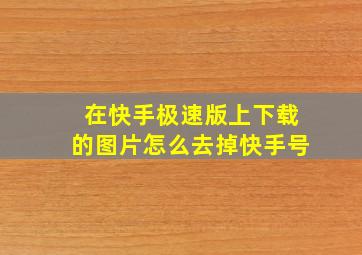 在快手极速版上下载的图片怎么去掉快手号