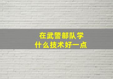 在武警部队学什么技术好一点