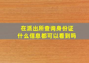 在派出所查询身份证什么信息都可以看到吗