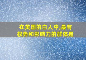 在美国的白人中,最有权势和影响力的群体是