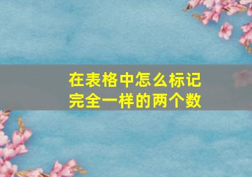 在表格中怎么标记完全一样的两个数