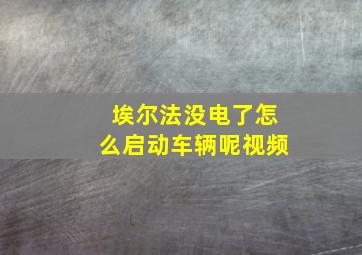 埃尔法没电了怎么启动车辆呢视频