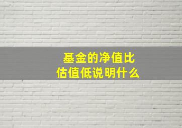 基金的净值比估值低说明什么