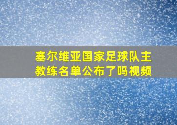 塞尔维亚国家足球队主教练名单公布了吗视频